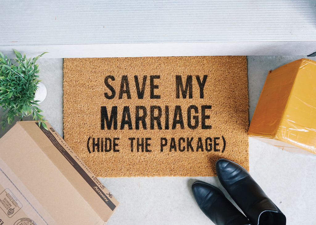 MonkeyFly Memories Save My Marriage (Hide the Package) Doormat